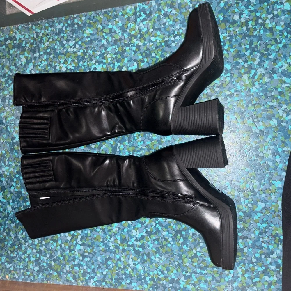 Dream Pairs Black Over-the-Knee Block Heel Boots